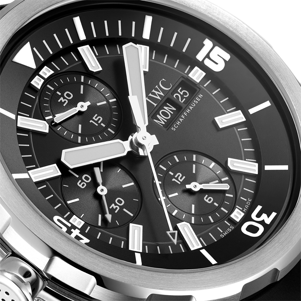 IWC Aquatimer Chronograph Black Dial Black Leather Strap Watch for Men - IW376803 Buy Now By IWC