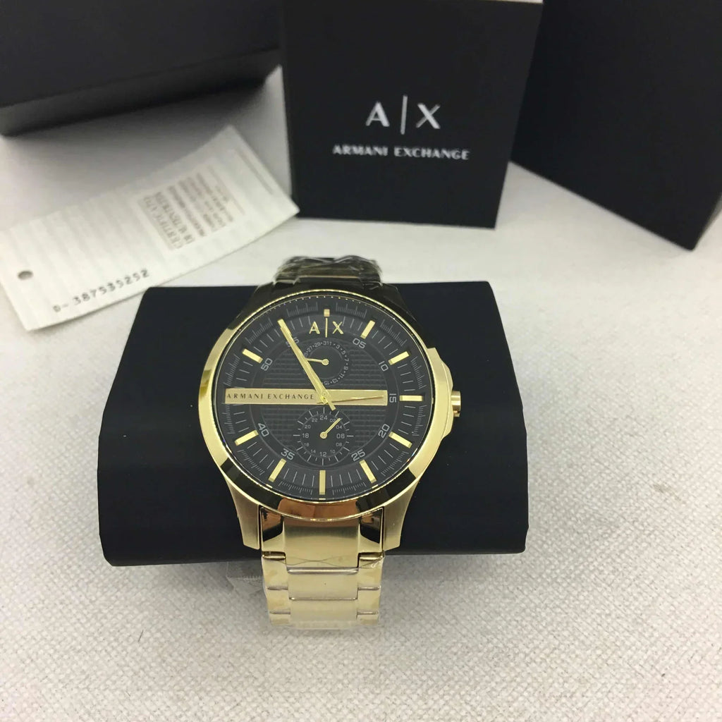 Armani Exchange Hampton Chronograph Black Dial Gold Steel Strap Watch For Men - AX2122 Buy Now By Armani Exchange