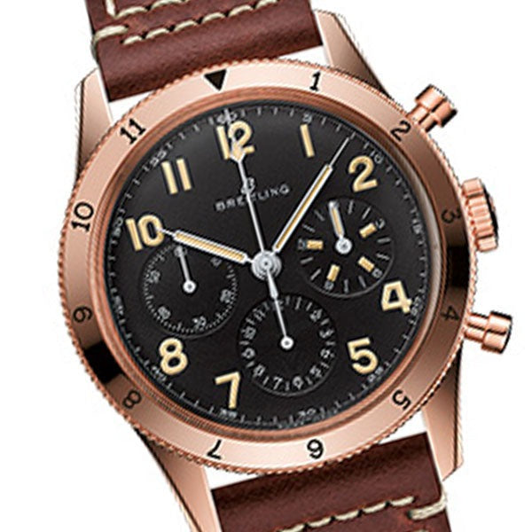 Breitling Avi 1953 Edition Black Dial Brown Leather Strap Watch for Men - RB0920131B1X1 Buy Now By Breitling