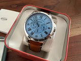 Fossil Grant Chronograph Blue Dial Brown Leather Strap Watch for Men - FS5184 Buy Now By Fossil