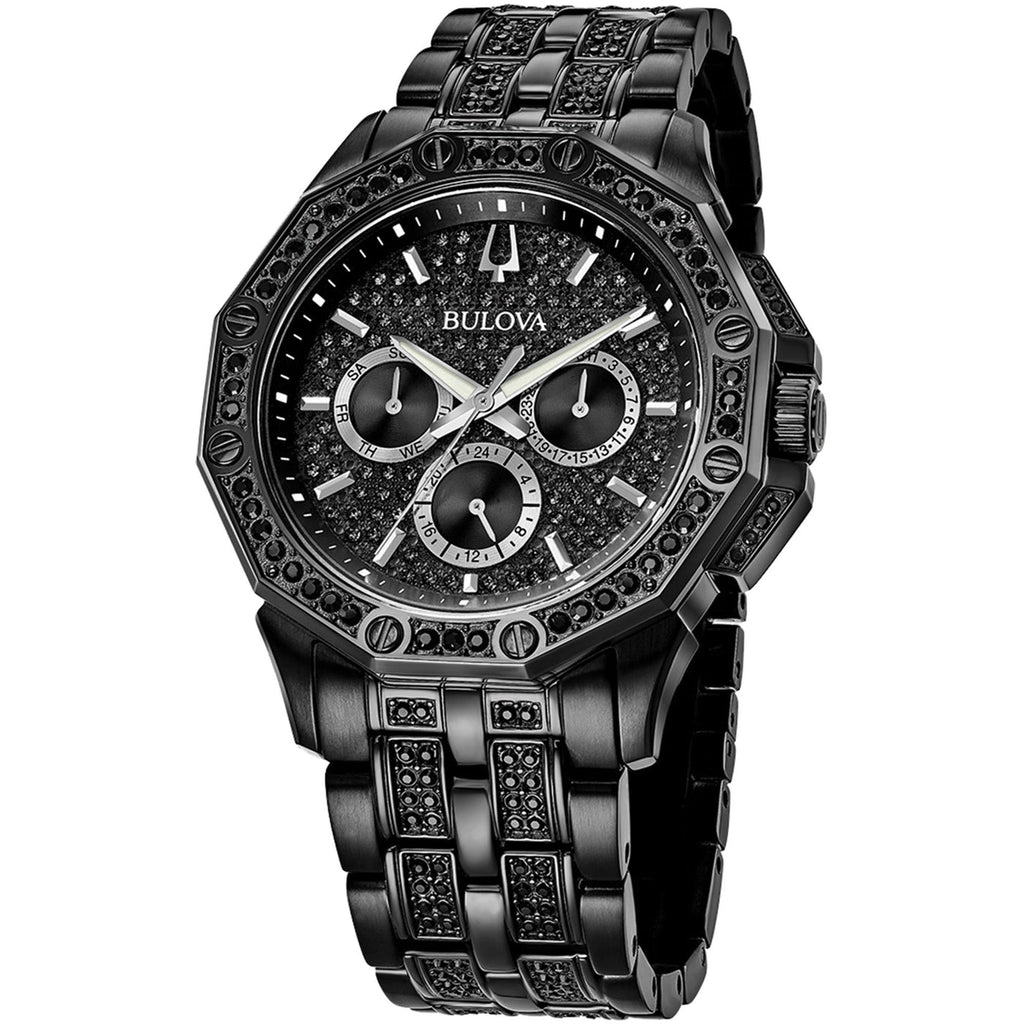 Bulova Octova Chronograph Black Crystal Dial Black Steel Strap Watch for Men - 98C134 Buy Now By Bulova