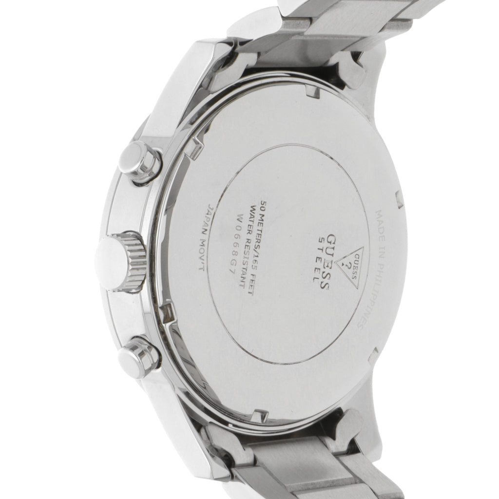 Guess Atlas Chronograph Silver Dial Silver Steel Strap Watch For Men - W0668G7 Buy Now By Guess