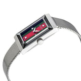 Gucci G Frame Red and Green Dial Silver Mesh Bracelet Watch For Women - YA147401 Buy Now By Gucci
