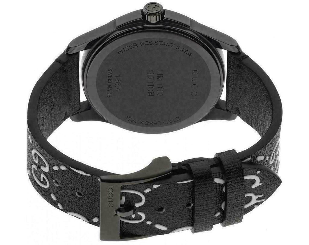 Gucci G Timeless Ghost Black Dial Black Leather Strap Watch For Men - YA1264018 Buy Now By Gucci