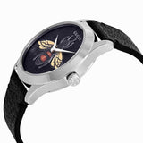 Gucci G Timeless Bee Black Dial Black Leather Strap Watch For Women - YA1264067 Buy Now By Gucci