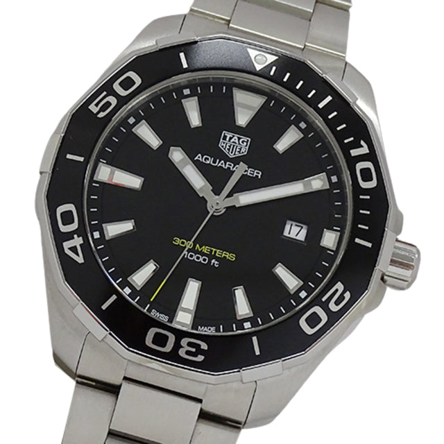 Tag Heuer Aquaracer Quartz Black Dial Silver Steel Strap Watch for Men - WAY101A.BA0746 Buy Now By Tag Heuer