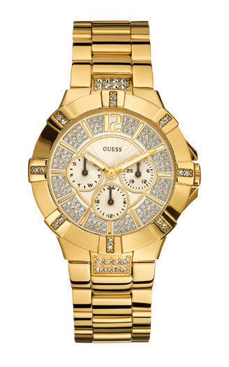 Guess Vista Diamonds Gold Dial Gold Steel Strap Watch for Women - W13573L1 Buy Now By Guess