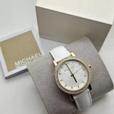 Michael Kors Corey Three Hand White Dial White Leather Strap Watch For Women - MK2985 Buy Now By Michael Kors