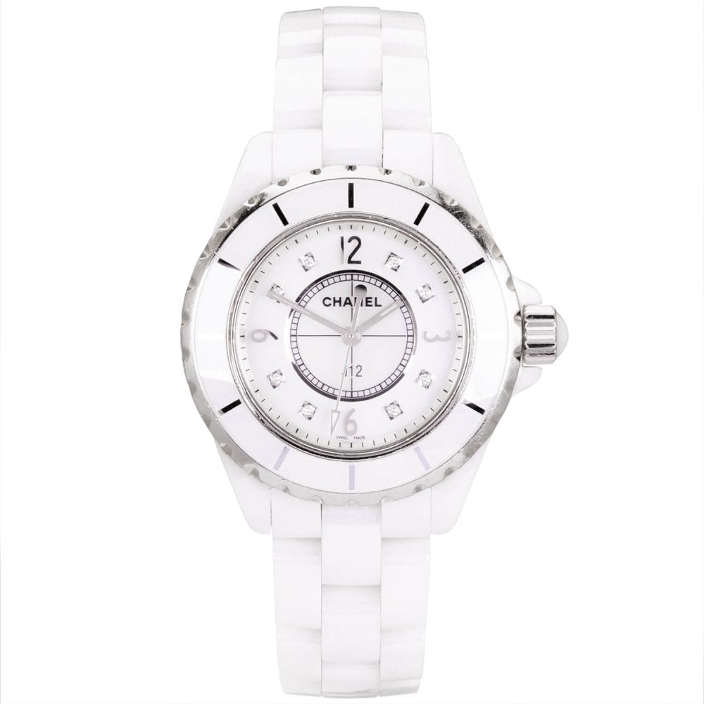 Chanel J12 Diamonds Quartz Ceramic White Dial White Steel Strap Watch for Women - J12 H2422 Buy Now By Chanel