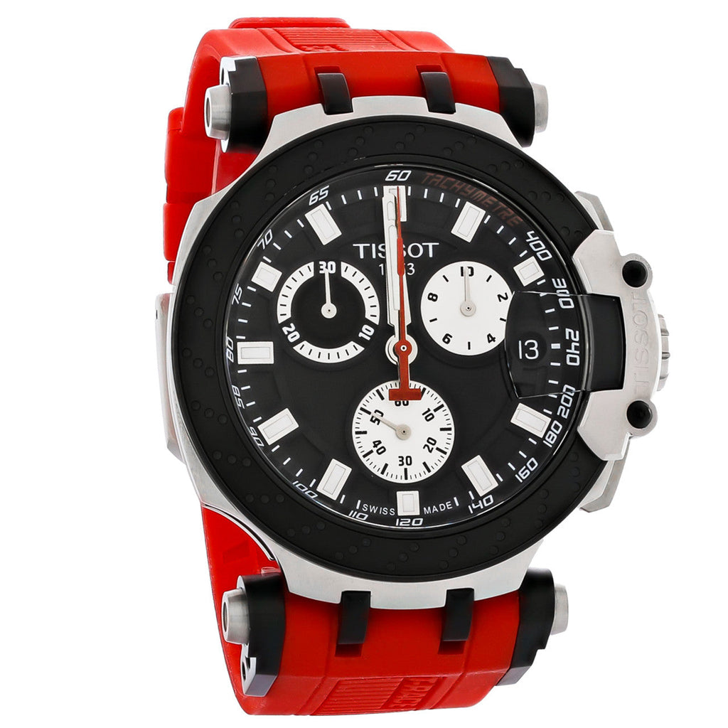 Tissot T Race Chronograph Black Dial Red Silicone Strap Watch For Men - T115.417.27.051.00 Buy Now By Tissot