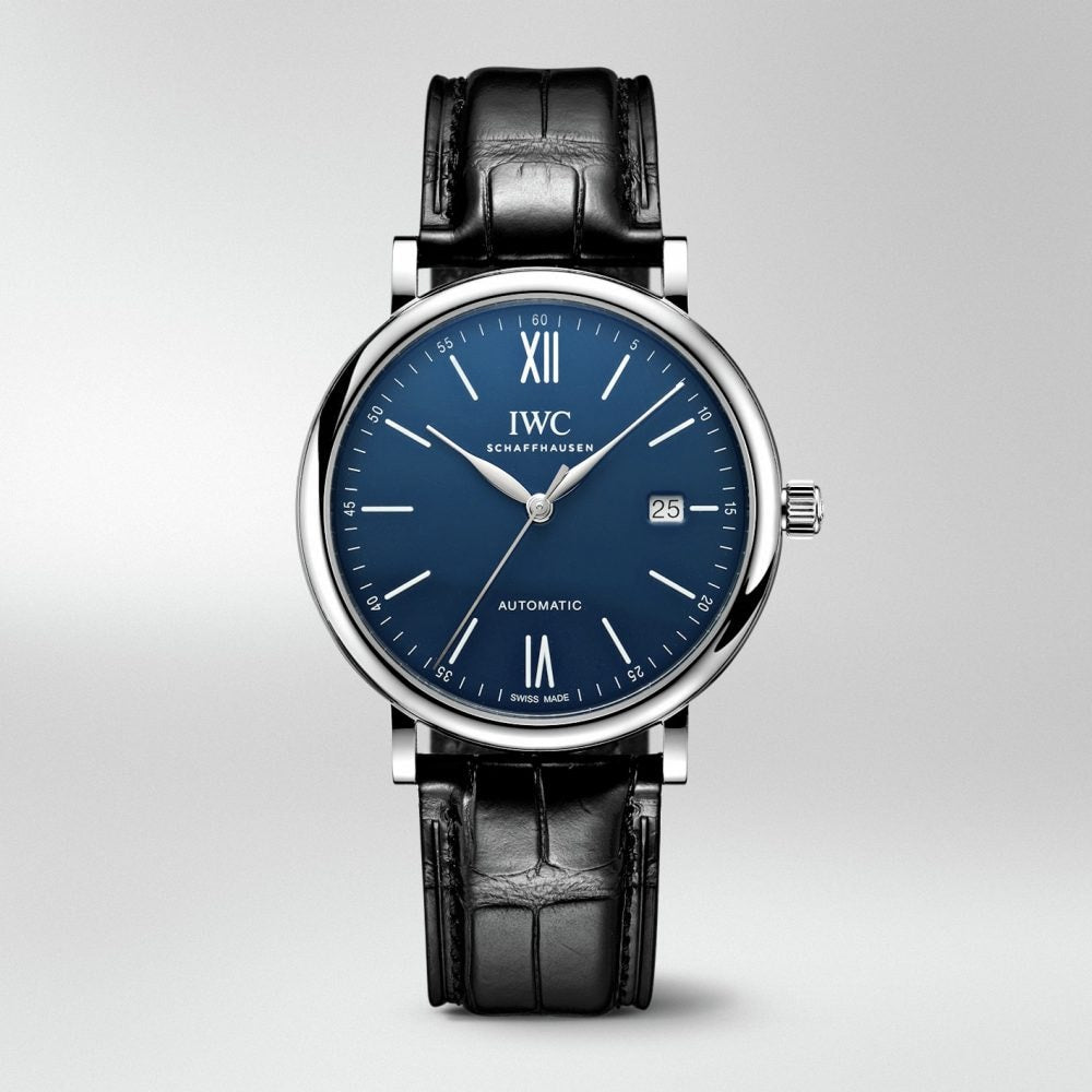 IWC Portofino '150 Years Edition' Automatic Blue Dial Black Leather Strap Watch for Men - IW356518 Buy Now By IWC