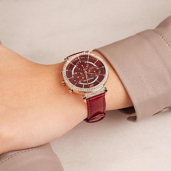 Swarovski Passage Chrono Red Dial Red Leather Strap Watch for Women - 5580345 Buy Now By Swarovski