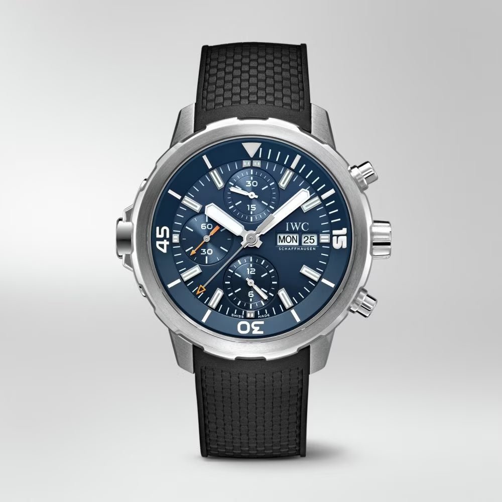IWC Aquatimer Automatic Chronograph 44mm Blue Dial Black Rubber Strap Watch for Men - IW376805 Buy Now By IWC