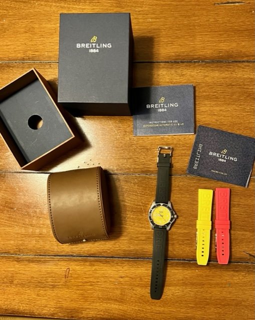 Breitling Superocean Automatic 44mm Yellow Dial Black Rubber Strap Watch for Men - A17367021I1S1 Buy Now By Breitling