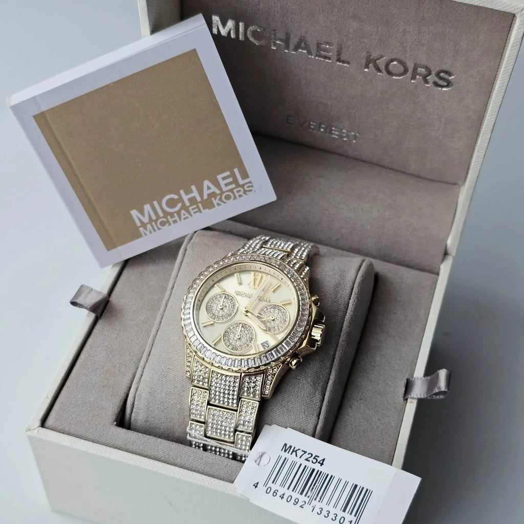 Michael Kors Everest Chronograph Crystals Gold Dial Gold Steel Strap Watch For Women - MK7254 Buy Now By Michael Kors