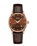 Mido Baroncelli III Automatic Diamonds Brown Dial Brown Leather Strap Watch For Women - M7600.3.64.8 Buy Now By Mido