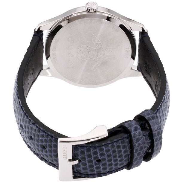 Gucci G-Timeless Signature Mother of Pearl Silver Dial Blue Leather Strap Watch For Women - YA1264049 Buy Now By Gucci