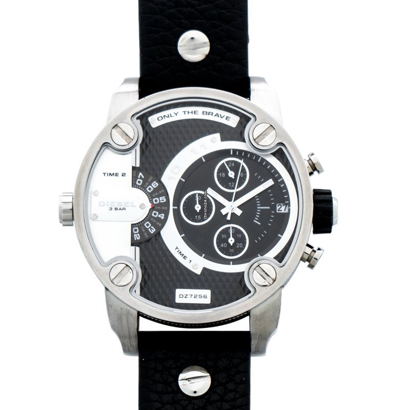 Diesel Little Daddy Black Dial Black Leather Strap Watch For Men - DZ7256 Buy Now By Diesel