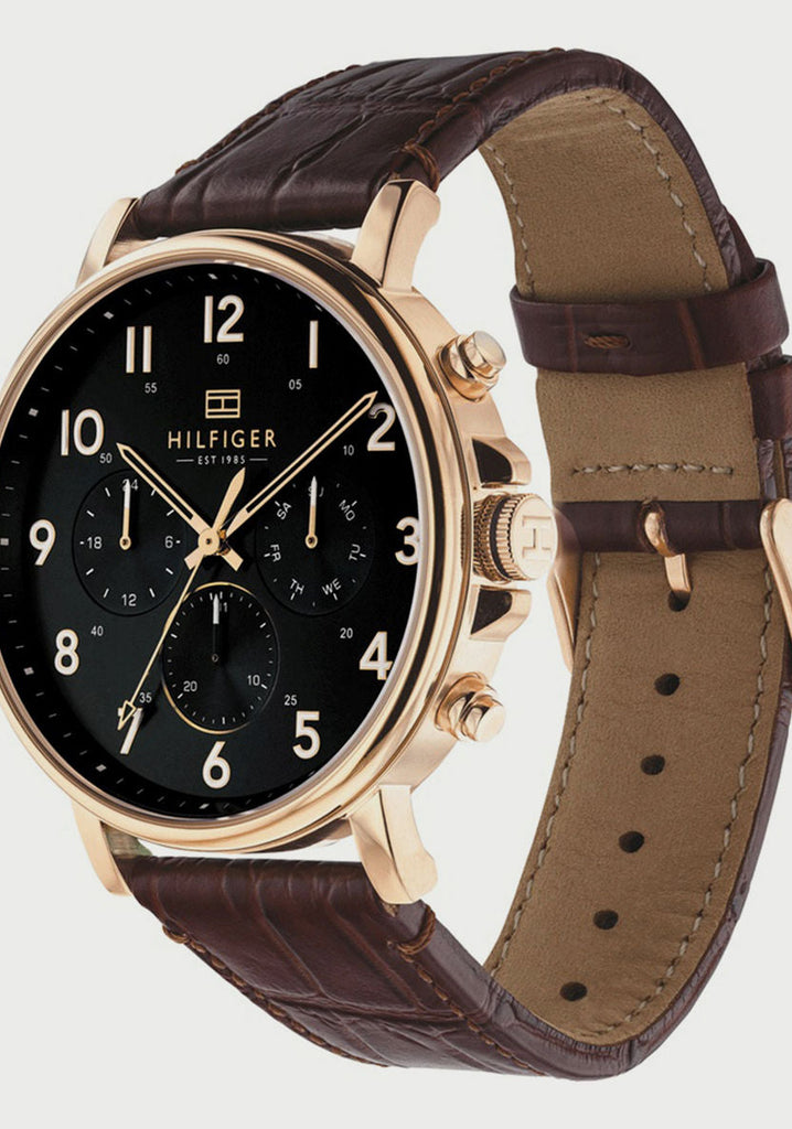 Tommy Hilfiger Daniel Black Dial Brown Leather Strap Watch for Men - 1710379 Buy Now By Tommy Hilfiger