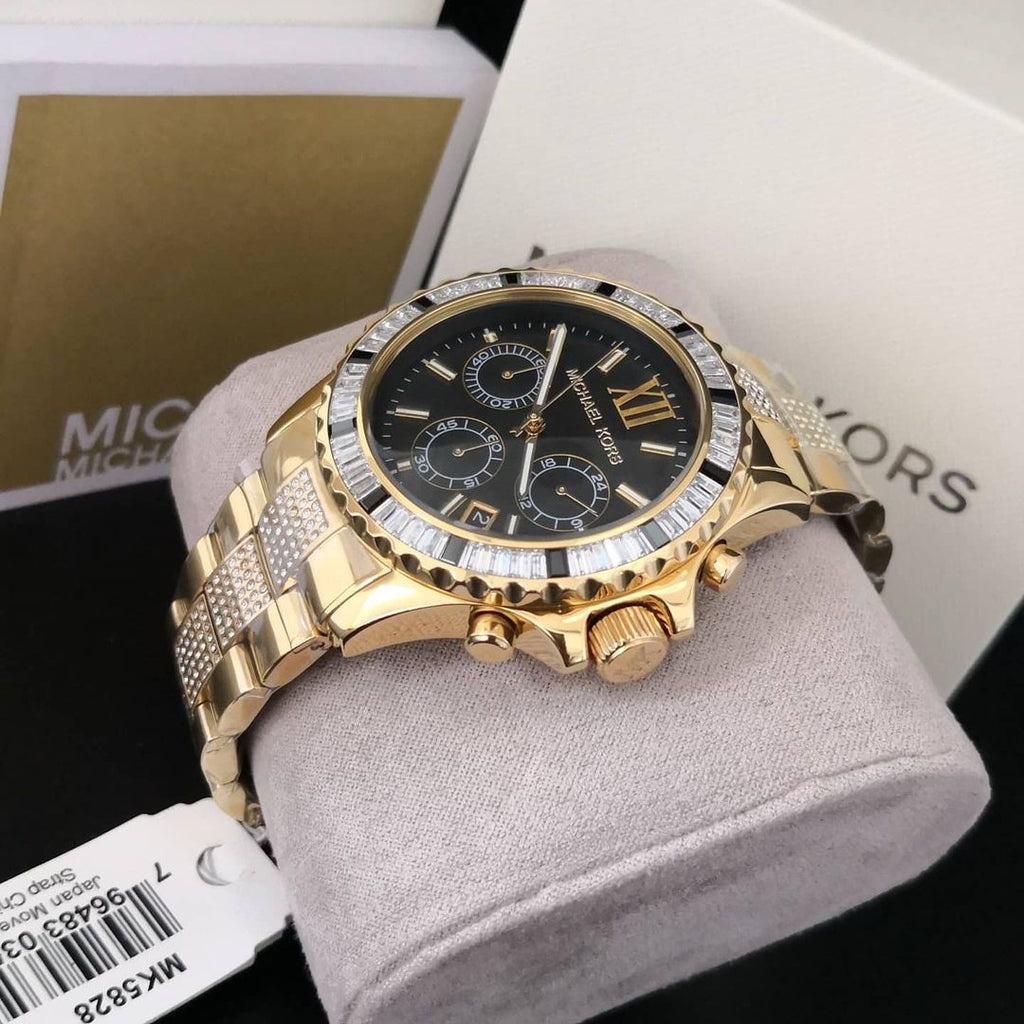 Michael Kors Everest Chronograph Black Dial Gold Steel Strap Watch For Women - MK5828 Buy Now By Michael Kors