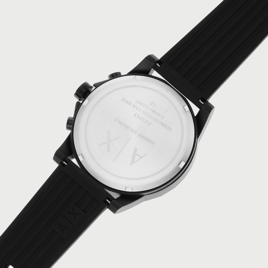 Armani Exchange Outerbanks Chronograph Black Dial Black Silicone Strap Watch For Men - AX1343 Buy Now By Armani Exchange