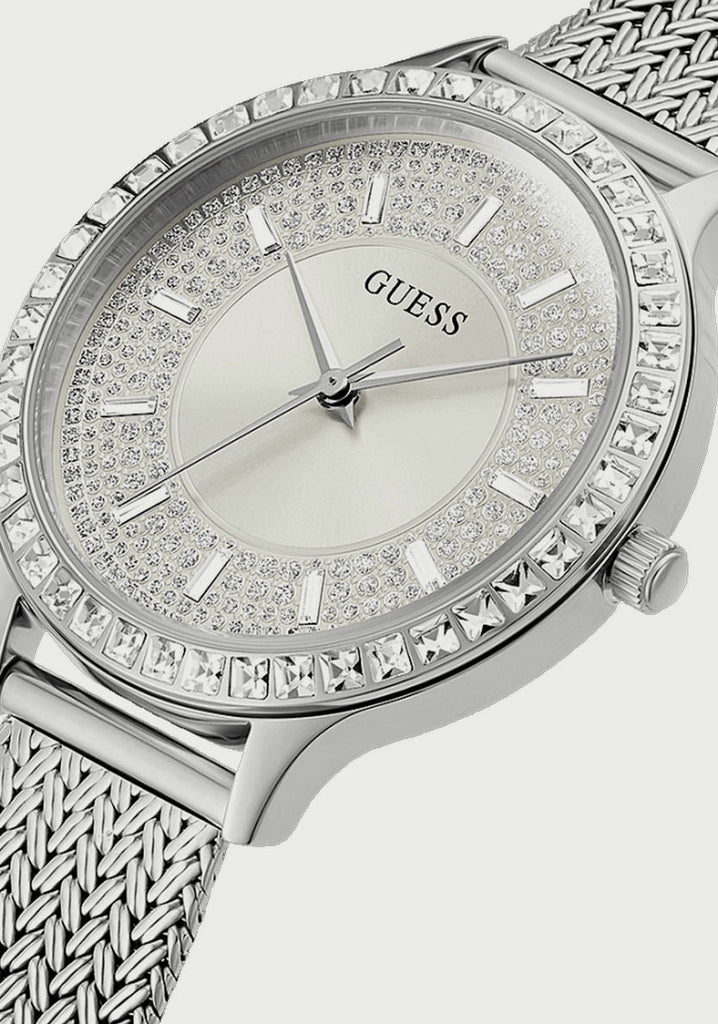 Guess Soiree Diamonds Silver Dial Silver Mesh Bracelet Watch for Women - GW0402L1 Buy Now By Guess