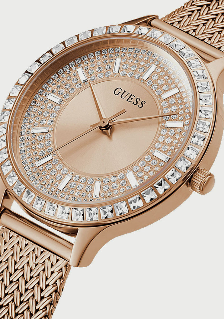 Guess Soiree Diamonds Rose Gold Dial Rose Gold Mesh Bracelet Watch for Women - GW0402L3 Buy Now By Guess