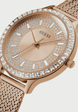 Guess Soiree Diamonds Rose Gold Dial Rose Gold Mesh Bracelet Watch for Women - GW0402L3 Buy Now By Guess