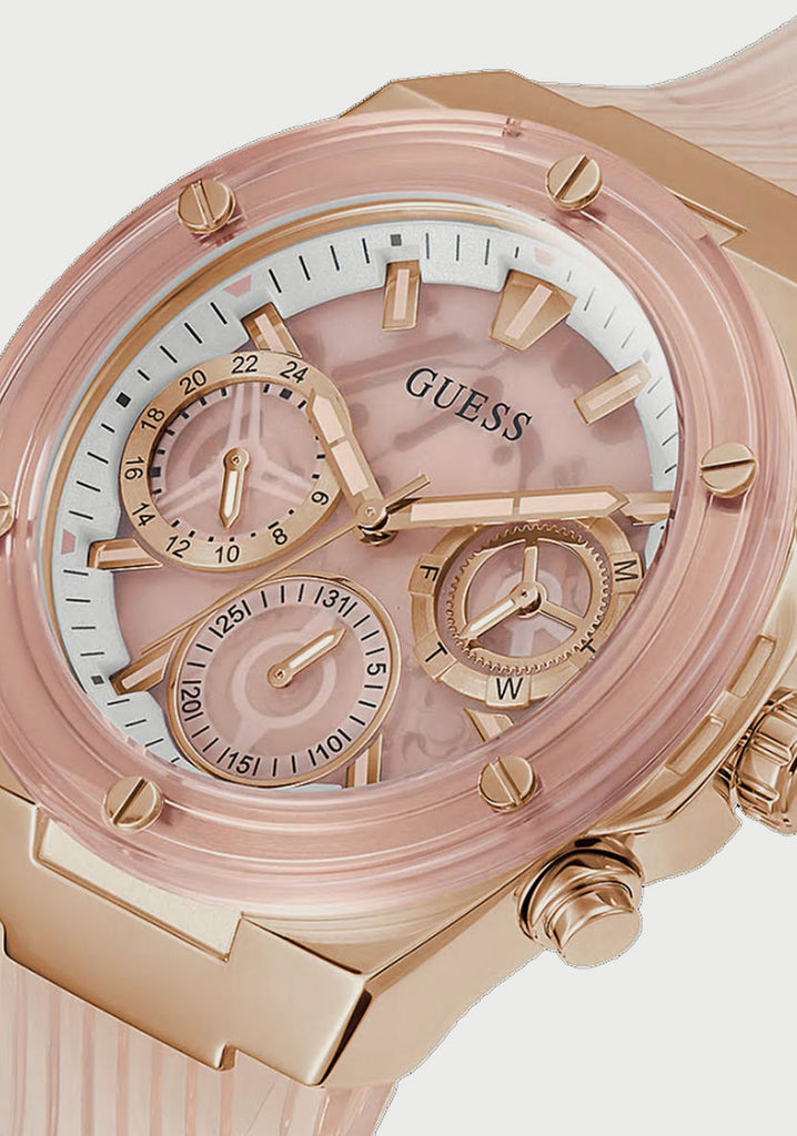 Guess Athena Rose Gold Dial Rose Gold Rubber Strap Watch for Women - GW0409L3 Buy Now By Guess