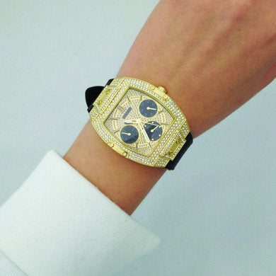 Guess Raven Diamonds Champagne Dial Black Rubber Strap Watch For Women - GW0105L2 Buy Now By Guess