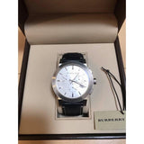 Burberry The City Chronograph White Dial Black Leather Strap Watch for Men - BU9355 Buy Now By Burberry