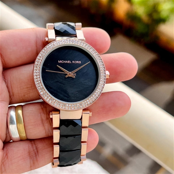 Michael Kors Parker Mother of Pearl Black Dial Two Tone Steel Strap Watch for Women - MK6414 Buy Now By Michael Kors