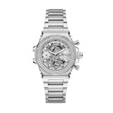 Guess Fusion Chronograph Crystals Silver Dial Silver Steel Strap Watch For Women - GW0552L1 Buy Now By Guess