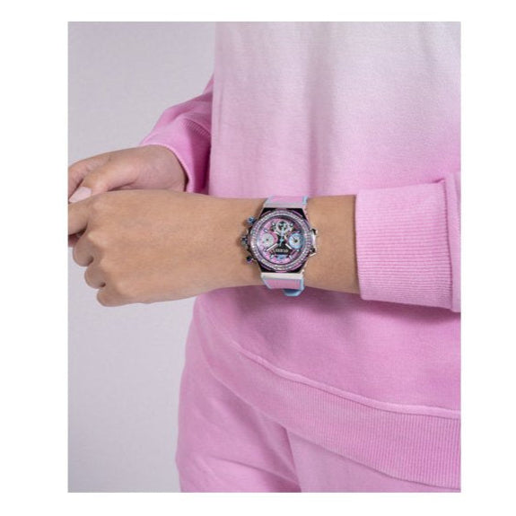 Guess Fusion Chronograph Pink Dial Pink Leather Strap Watch for Women - GW0553L5 Buy Now By Guess