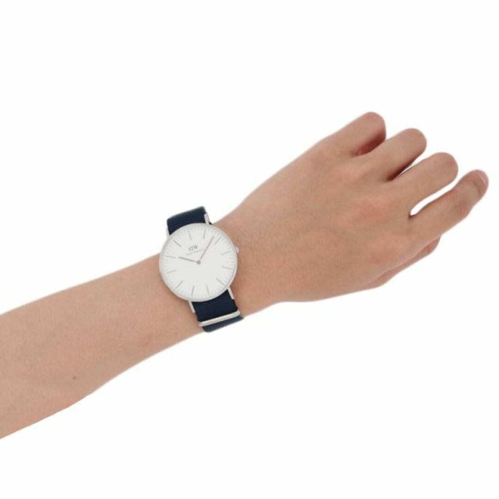 Daniel Wellington Classic Bayswater White Dial Blue NATO Strap Watch For Men - DW00100276 Buy Now By Daniel Wellington