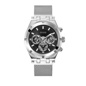 Guess Continental Quartz Black Dial Silver Mesh Strap Watch For Men - GW0582G1 Buy Now By Guess