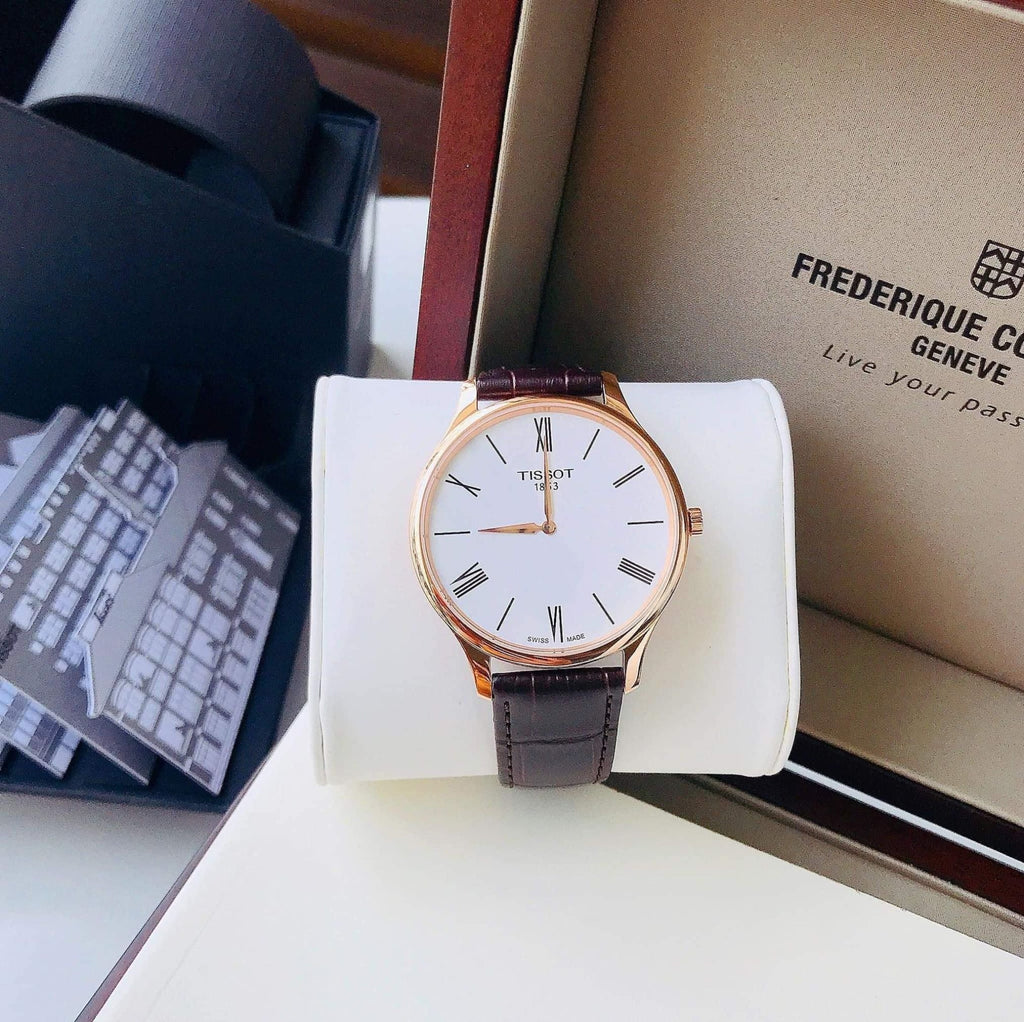 Tissot Tradition 5.5 White Dial Brown Leather Strap Watch for Men - T063.409.36.018.00 Buy Now By Tissot