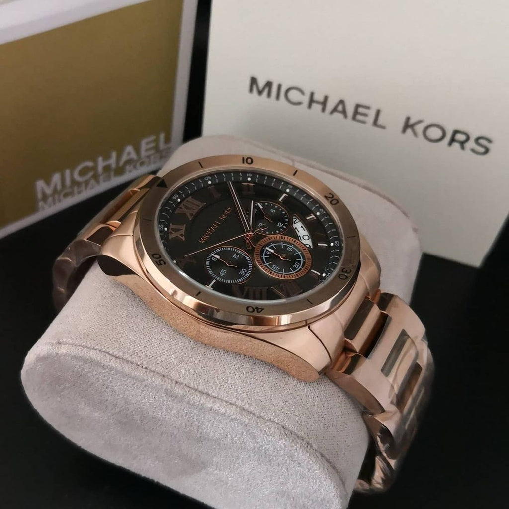 Michael Kors Brecken Chronograph Analog Black Dial Rose Gold Steel Strap Watch For Women - MK8563 Buy Now By Michael Kors