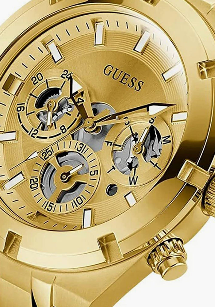 Guess Continental Gold Dial Gold Steel Strap Watch For Men - GW0260G4 Buy Now By Guess
