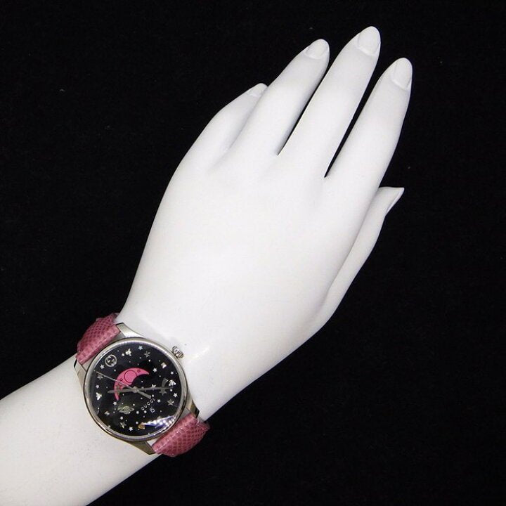 Gucci G-Timeless Moonphase Black Dial Pink Leather Strap Watch For Women - YA1264046 Buy Now By Gucci