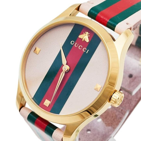 Gucci G Timeless Quartz Pink Dial Three Tone Leather Strap Watch For Women - YA1264118 Buy Now By Gucci