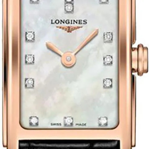 Longines Dolcevita Diamonds Mother of Pearl White Dial Black Leather Strap Watch for Women - L5.258.8.87.0 Buy Now By Longines