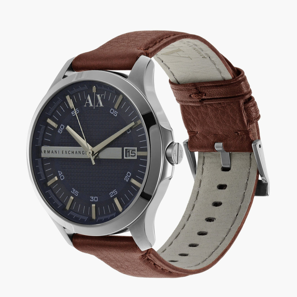 Armani Exchange Hampton Chronograph Blue Dial Brown Leather Strap Watch For Men - AX2133 Buy Now By Armani Exchange