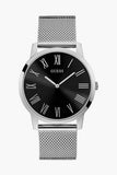 Guess Analog Black Dial Silver Mesh Bracelet Watch for Men - W1263G1 Buy Now By Guess