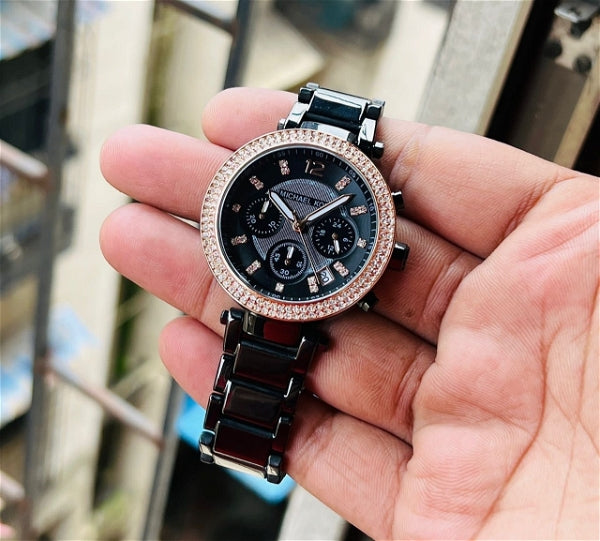 Michael Kors Parker Diamonds Black Dial Black Steel Strap Watch for Women - MK5885 Buy Now By Michael Kors