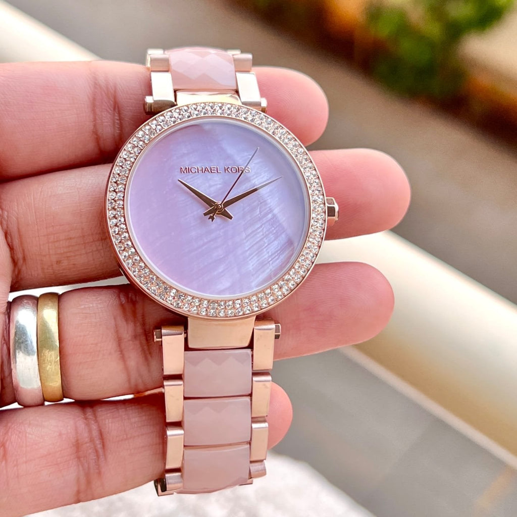 Michael Kors Parker Mother of Pearl Pink Dial Two Tone Steel Strap Watch for Women - MK6402 Buy Now By Michael Kors