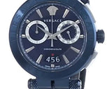 Versace Aion Chronograph Blue Dial Blue Leather Strap Watch for Men - VBR070017 Buy Now By Versace