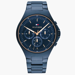 Tommy Hilfiger Justin Chronograph Blue Dial Blue Steel Strap Watch For Men - 1792058 Buy Now By Tommy Hilfiger
