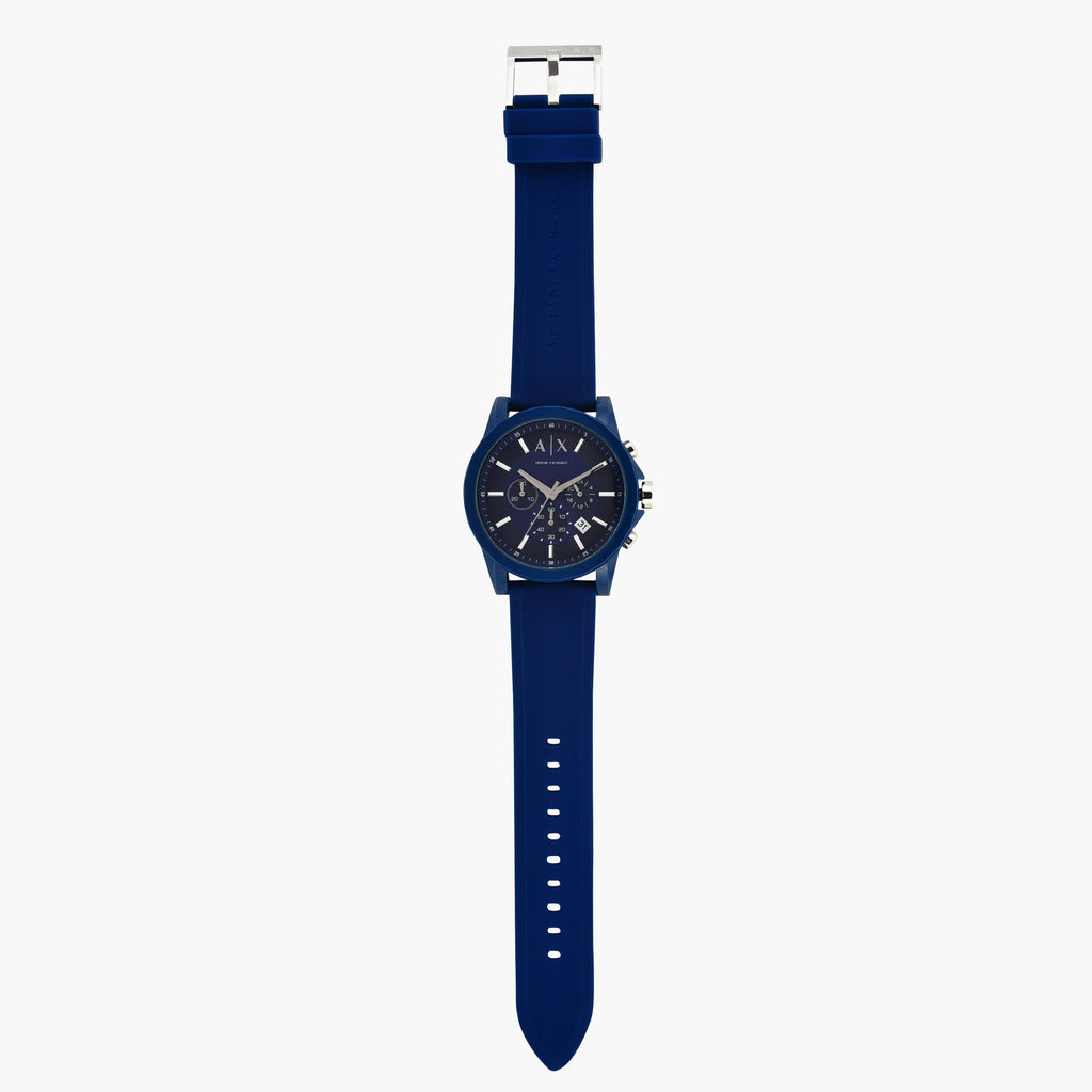Armani Exchange Outerbanks Chronograph Blue Dial Blue Silicone Strap Watch For Men - AX1327 Buy Now By Armani Exchange
