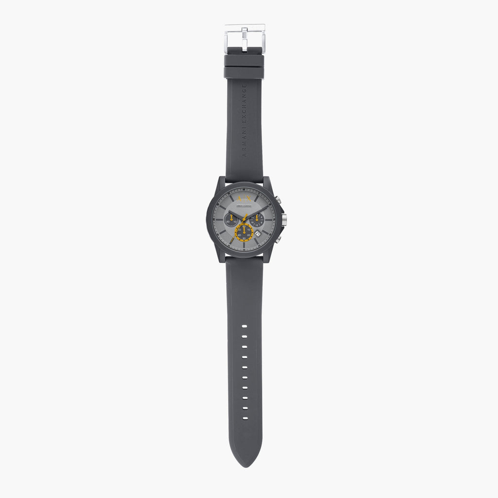Armani Exchange Outerbanks Chronograph Grey Dial Grey Silicone Strap Watch For Men - AX7123 Buy Now By Armani Exchange